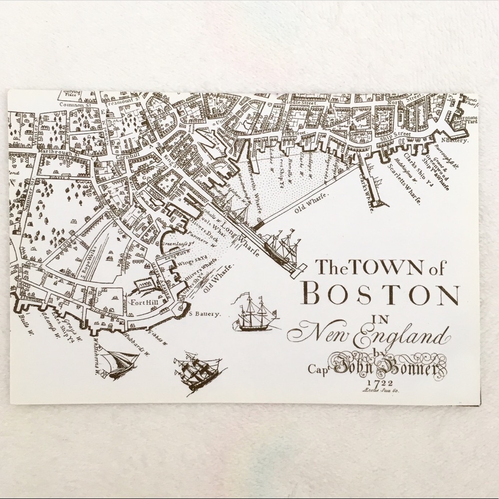 Boston Massachusetts Map Postcard - Picture 1 of 4
